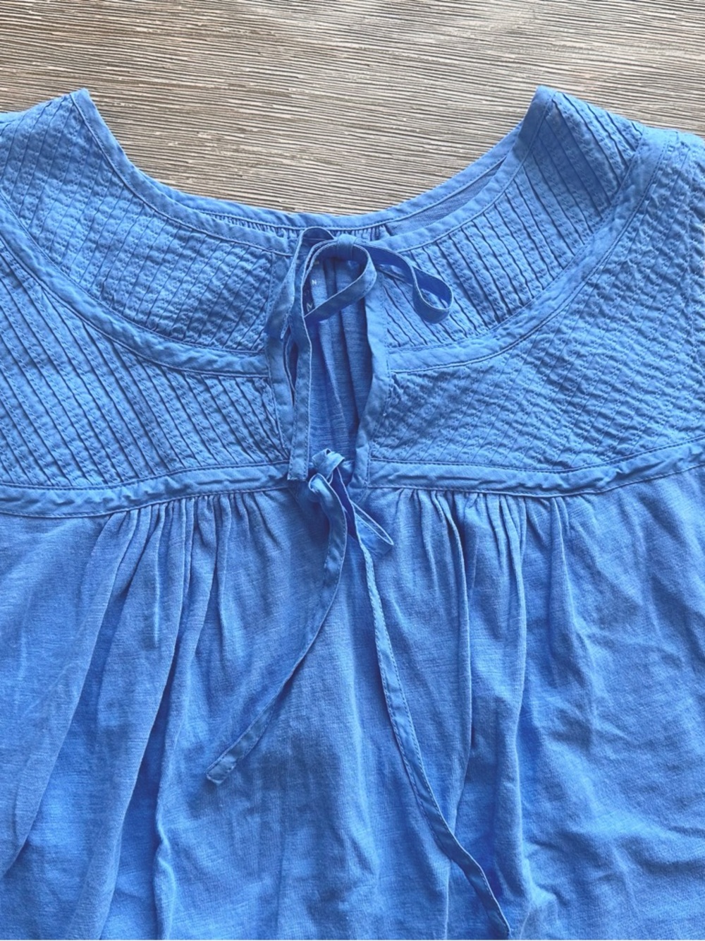 LOFT Blue Textured Yoke Tie-Front Tank - Picture 3 of 5